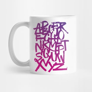 Calligraphy alphabet in a purple gradient Mug